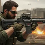 Jugador de Call of Duty en México con rifle de asalto personalizado, listo para el combate multijugador.