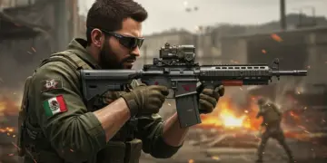 Jugador de Call of Duty en México con rifle de asalto personalizado, listo para el combate multijugador.