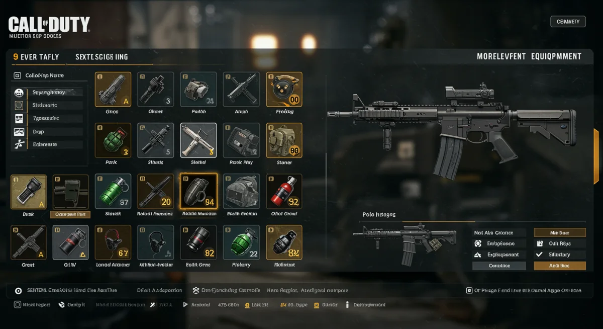 Pantalla de configuración de armamento en Call of Duty, mostrando accesorios y ventajas seleccionadas estratégicamente.