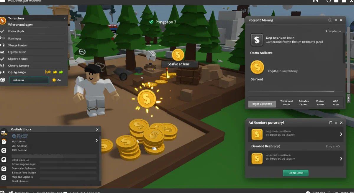 Interfaz de juego de Roblox mostrando la acumulación de Robux en un juego popular.